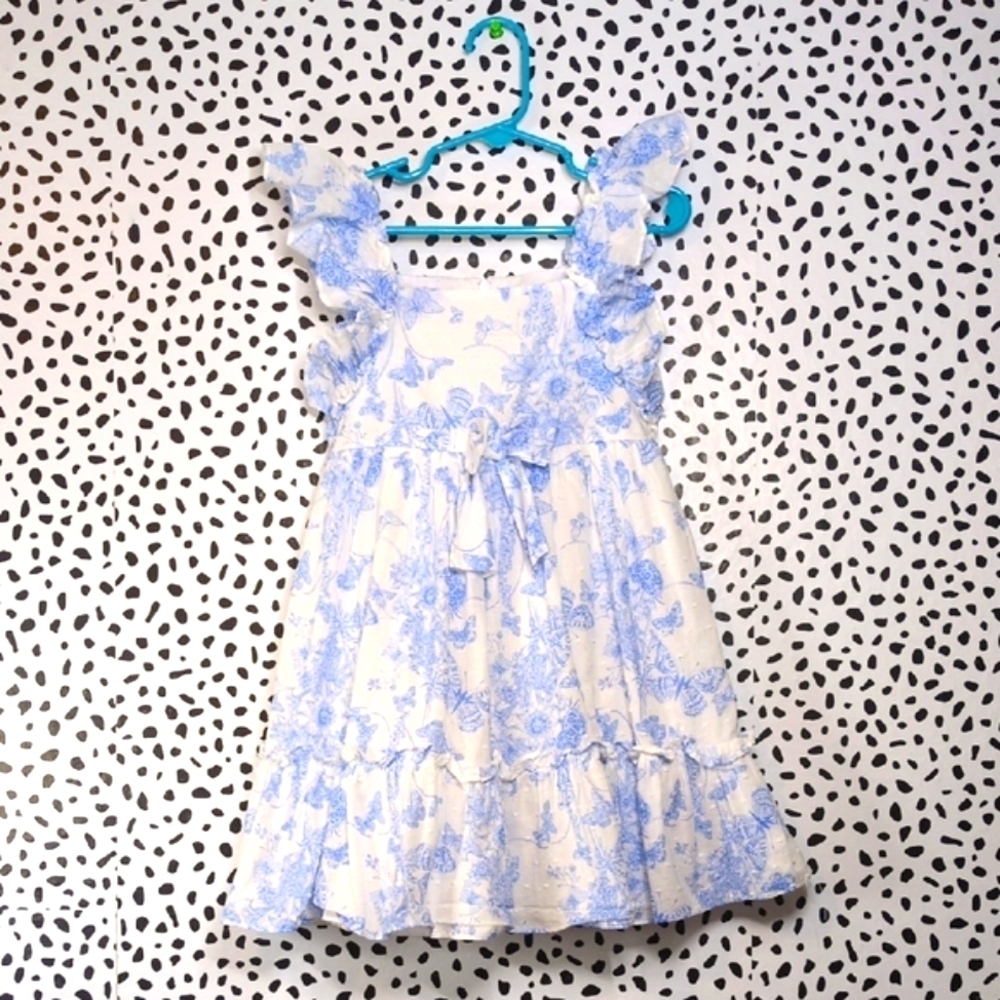 Bonnie Jean White and Blue Floral Dress